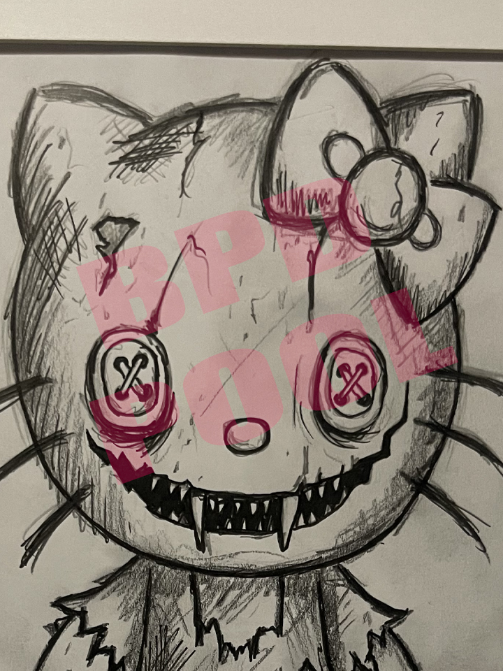 drawing of a darker side of Hello Kitty