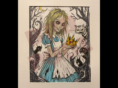 a drawing of Alice in Wonderland