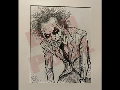 a drawing of The Joker from the Batman series